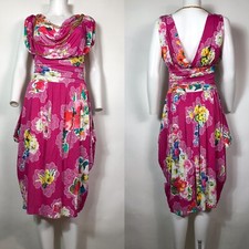 Vtg Dolce & Gabbana D&G Pink Floral Gold Chain Dress M