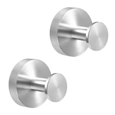 2-Pack Brushed Nickel Round Towel Hooks Wall Mounted SUS304 Stainless Steel B...