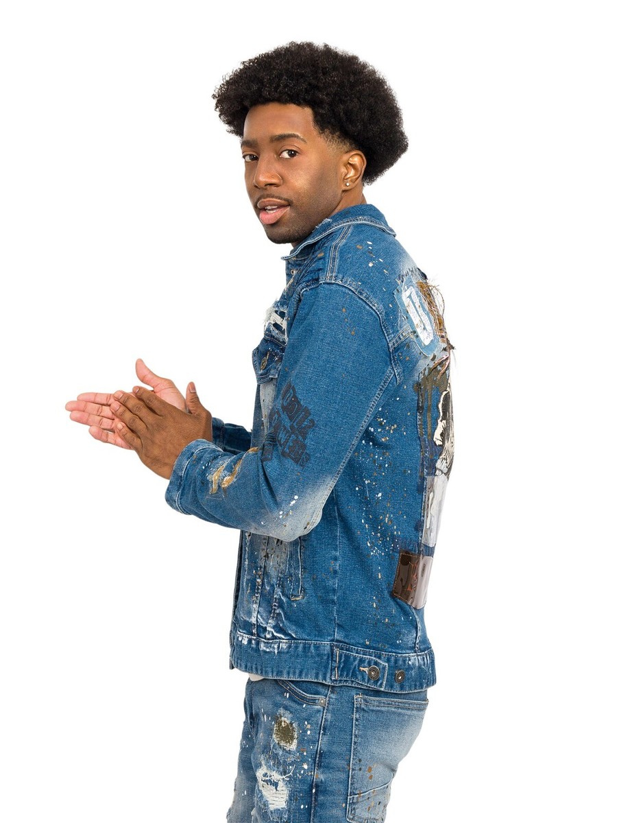 G-STYLE USA Men's Casual Distressed Graphic Design Denim