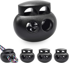 12 Pack Black Plastic Spring Cord Lock Toggle Stopper for Drawstring, Paracord C