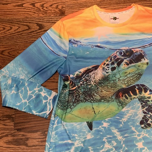 Island Planet Mens Large Long Sleeve Sea Turtle Ocean AOP Shirt, Polyester - Picture 4 of 9