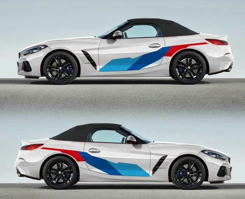Tricolor Graphics Car Sticker Vinyl Decals For BMW Z4 2Sides Skirt Racing Stripe - Picture 4 of 9