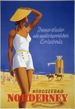 84607 Vintage 1930 Norderney Germany German Classic Decor Wall Print Poster