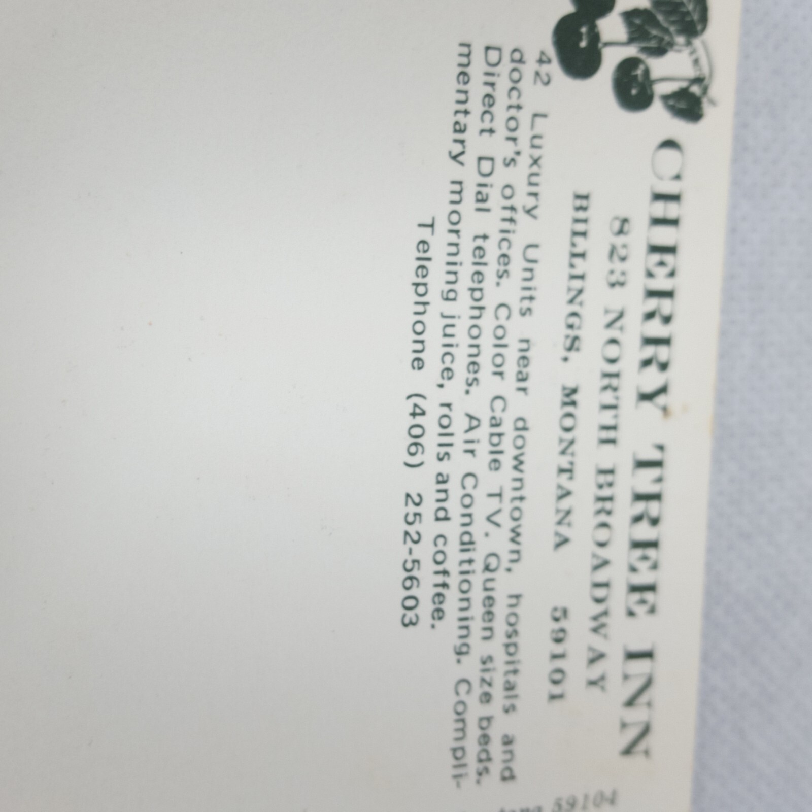 Billings Montana Vintage Postcard c1970s Cherry Tree Inn Unposted Motel