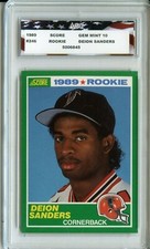 1989 Score #246 Deion Sanders Rookie Card AGC 10 Gem Mint Falcons Coach Prime