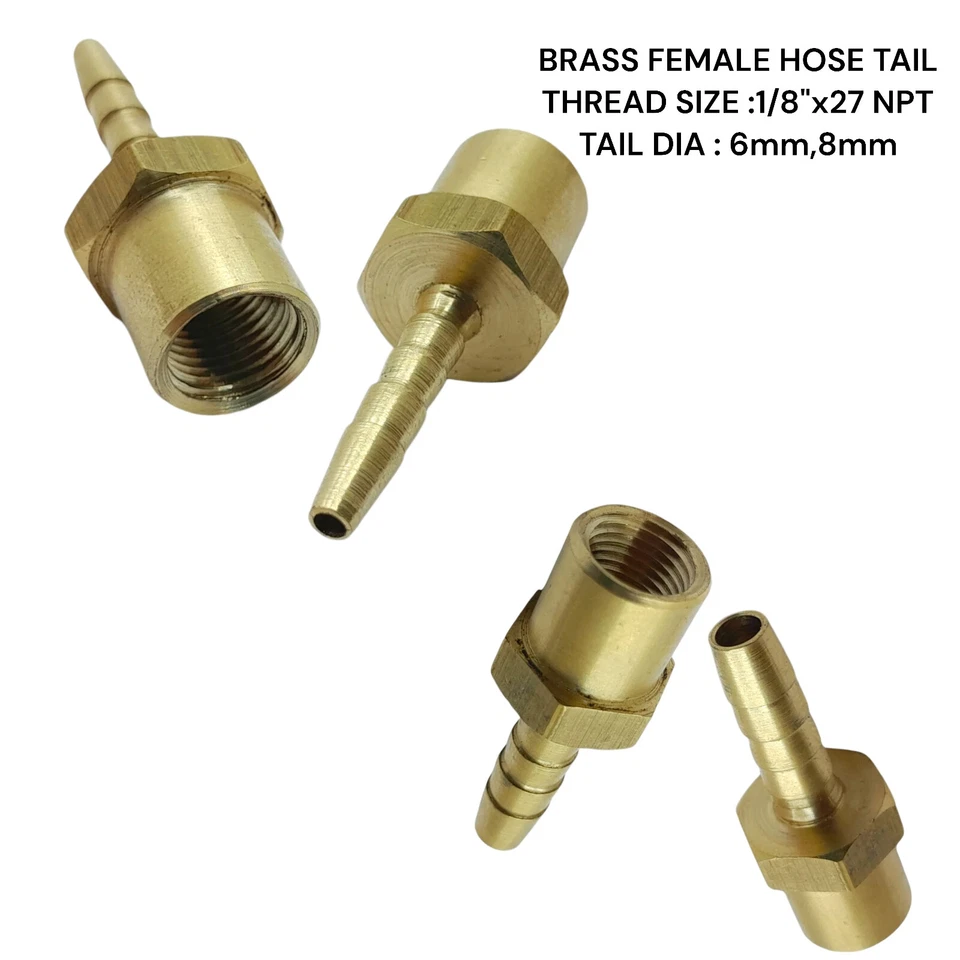 DIYOUTLET BRASS FEMALE NPT HOSE JOINT ADAPTOR FEMALE BARBED STRAIGHT HOSE TAIL CONNECTORS