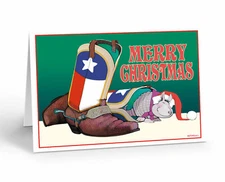 Armadillo and Texas Boots Christmas Card - Western Christmas Cards - 40055