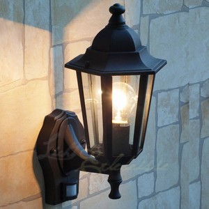 Wand Leuchte Mit Bewegungsmelder Schwarz Wetterfest 35cm Rustikale Garten Lampe Ebay