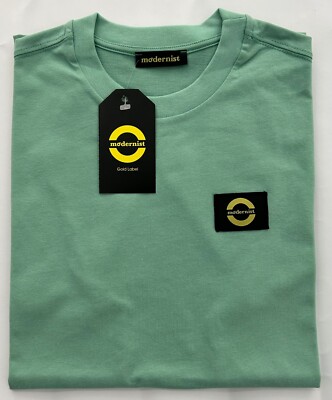   MODERNIST T-Shirt Rundhalsausschnitt Gold Patch Mint MODT002 Neu SS23