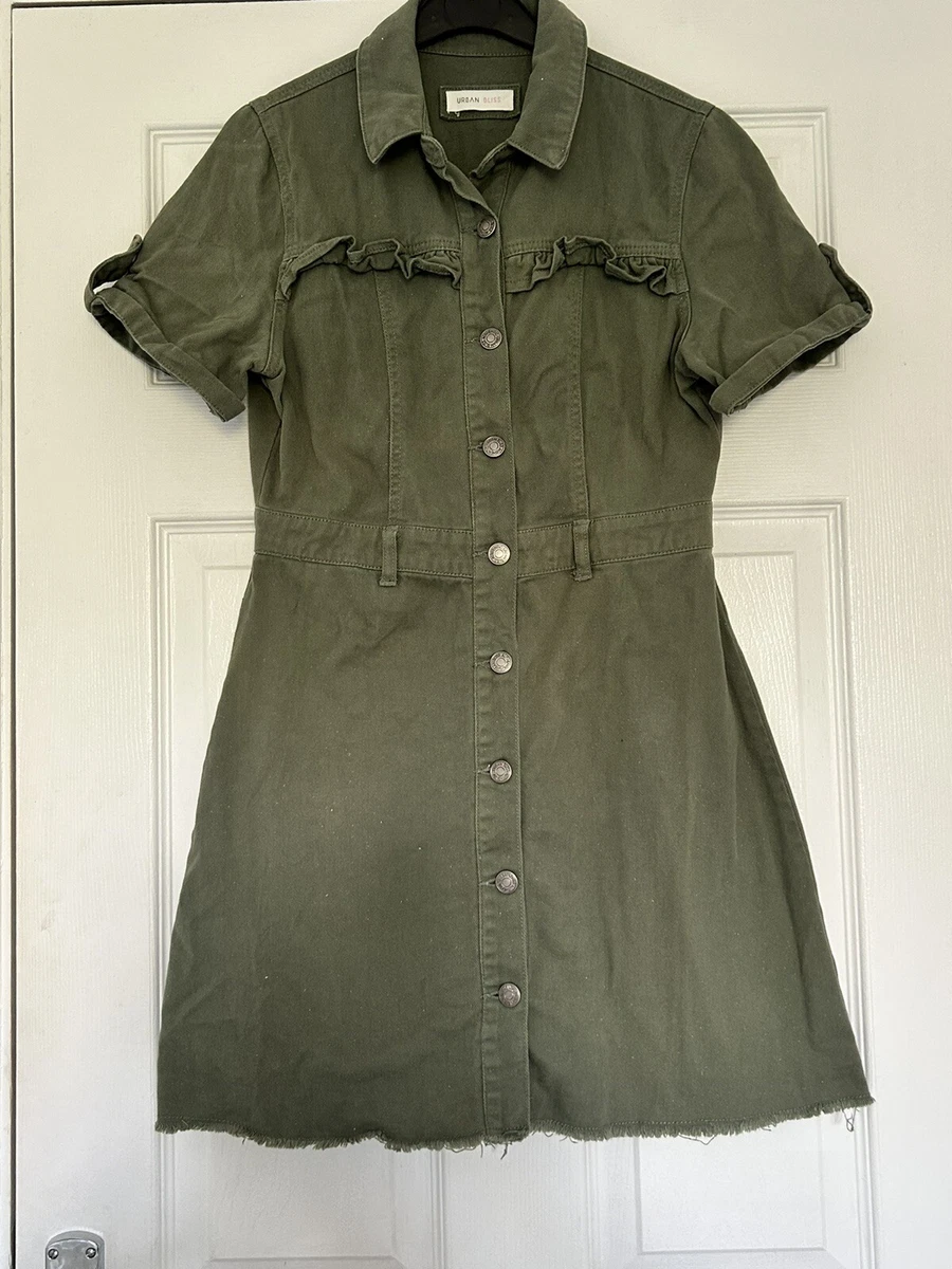 Khaki green cheap denim dress
