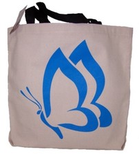 Blue Butterfly Tote Bag New MADE IN USA Bright