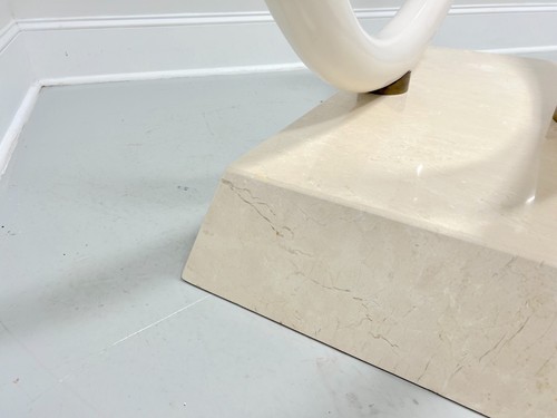 1980's Travertine Faux Elephant Tusks Dining Table Pedestal Base - Picture 8 of 11