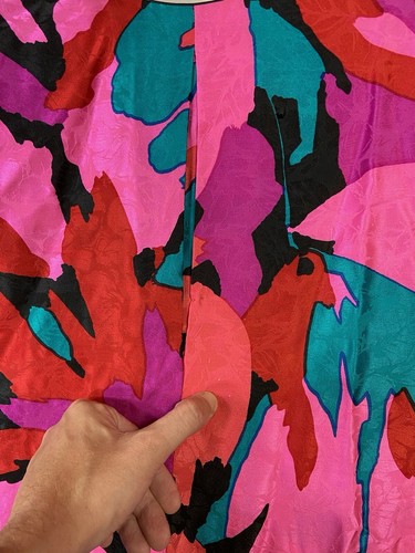 Flora Kung VTG Blouse Womens 14 100% Silk 80s Abstract Art To Wear Long Sleeve - Picture 5 of 8
