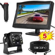 4Pin HD 5" Monitor IR Rear View Reverse Camera System for 12V-24V Truck Caravan