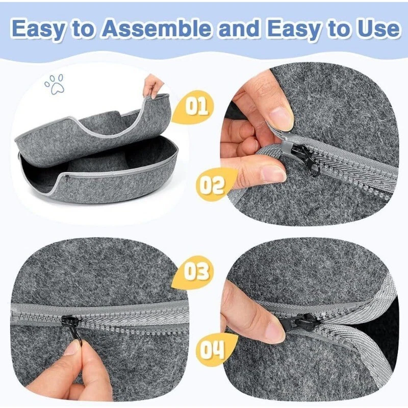 Cat Cave EXTRA LARGE Cat Tunnel Bed Indoor Cats,Cat Donut 24x24x11'' with 3 Toys - Image 3 of 4