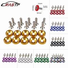10PC JDM Billet Aluminum Fender Bumper Washer Bolt Engine Bay Dress Up Kit Gold