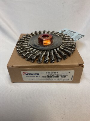 Weiler 4'' Stringer Bead Twisted Wire Wheel, .020 SS, M10x1.50 Abor Hole-03597309