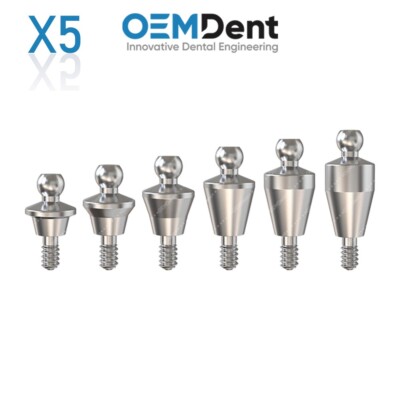 x5 Dental Straight Ball Attachment RP Nobel Active  Compatible Conical