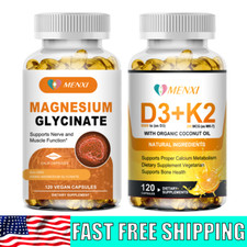 Vitamin D3 K2 Supplement  Magnesium Glycinate Capsules, Immune, Bone, Stress
