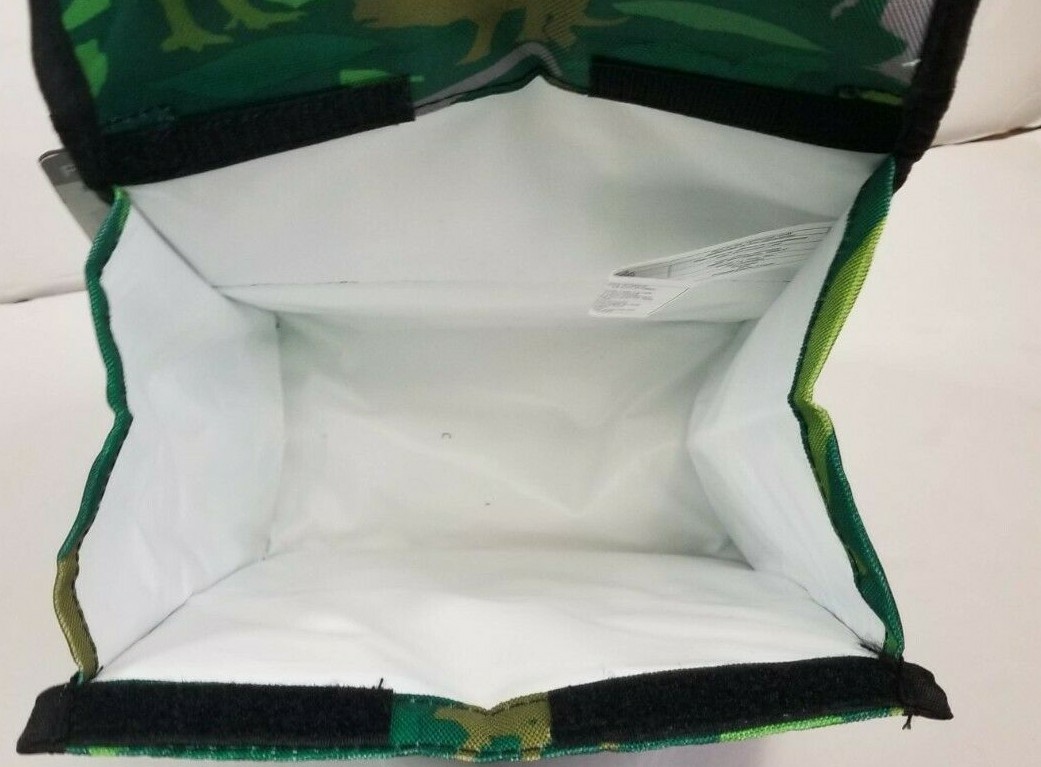PACKIT Freezable Lunch Bag Dinosaurs Gel Lined Reusable Foldable Green
