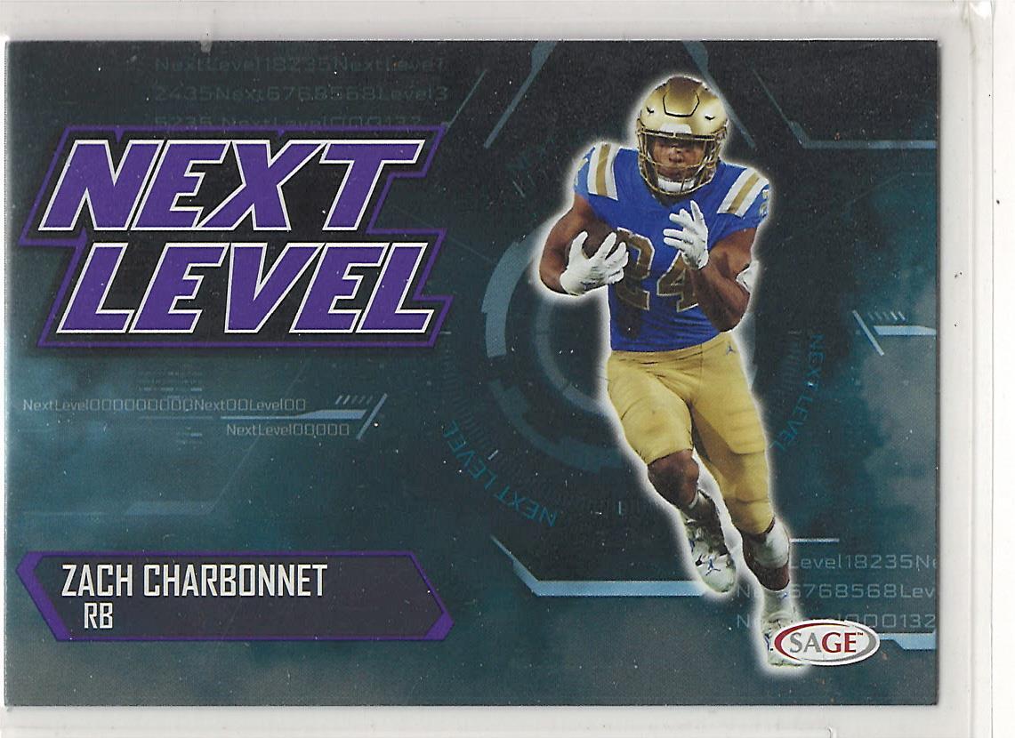 Zach Charbonnet 2023 Sage Next Level Purple parallel variation Seahawk #187 UCLA