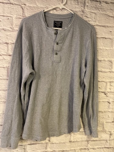 Waffle Knit Henley Shirt Cotton 