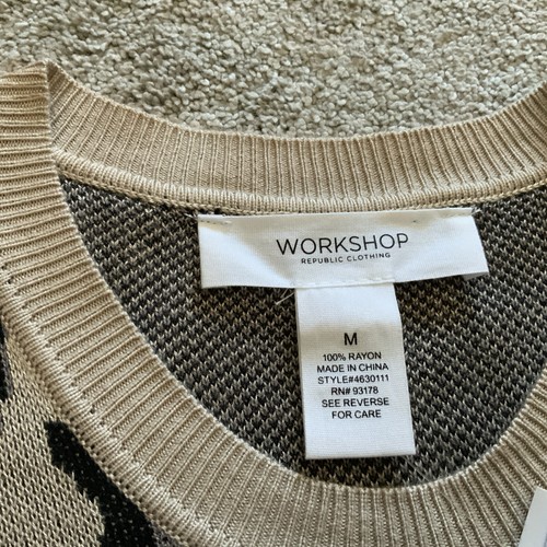Workshop Republic Clothing Women Sweater M Leopard Print Pullover Tan Black NWT - Picture 5 of 12