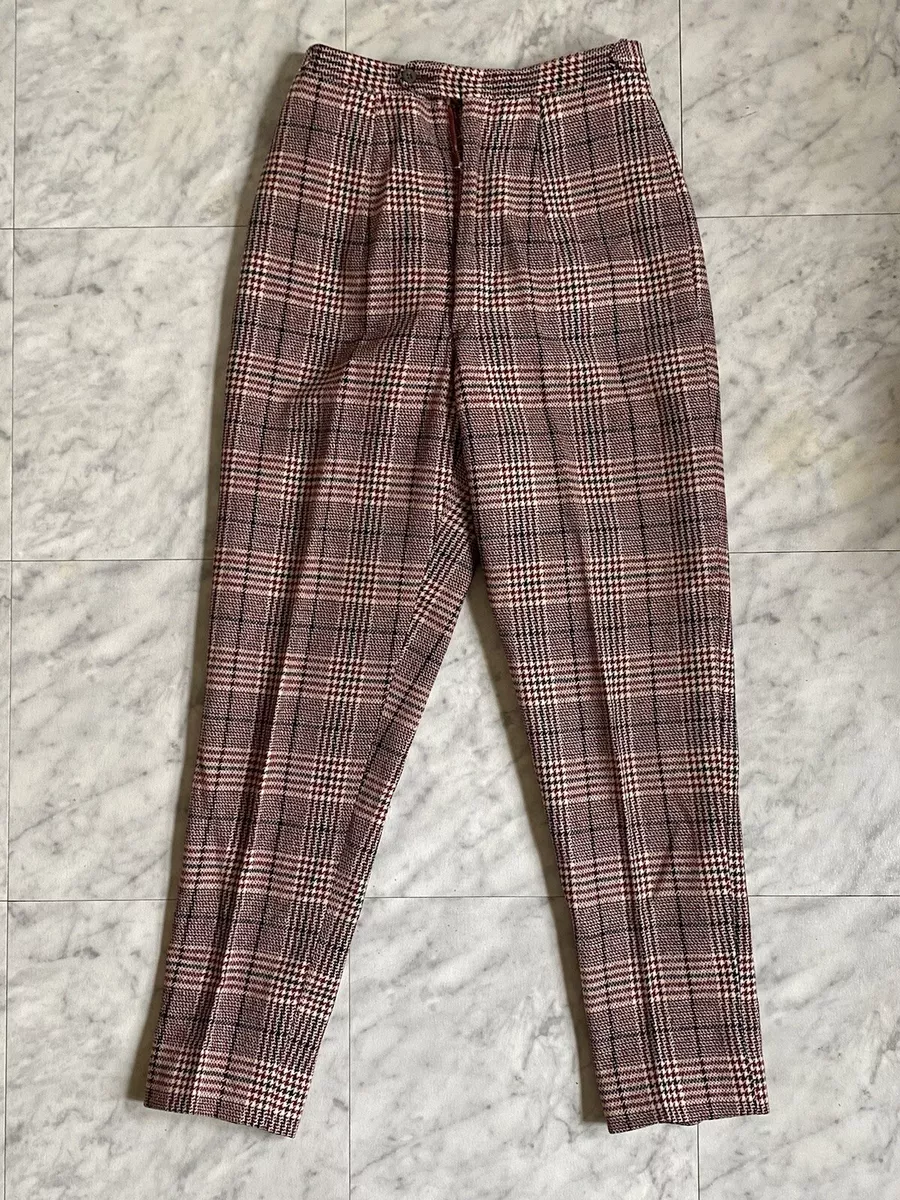 1960s-70s VINTAGE Tapered Wool Plaid “SIR FOR HER” Tweed Dress Pants