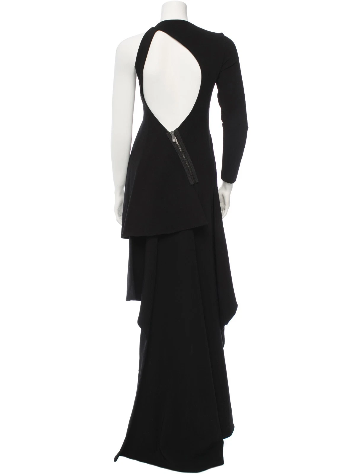 Abito abito Versace autunno 2010 RTW nero manica asimmetrica orlo asimmetrico maxi 40