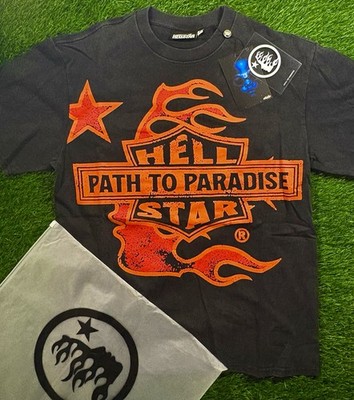 Hellstar Path to Paradise Tour Graphic T-Shirt Black Orange Men's Crew Neck L