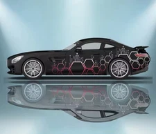 Hexagon Honeycomb Pattern Sticker Body Side Waist Line Vinyl Decals For Car Door