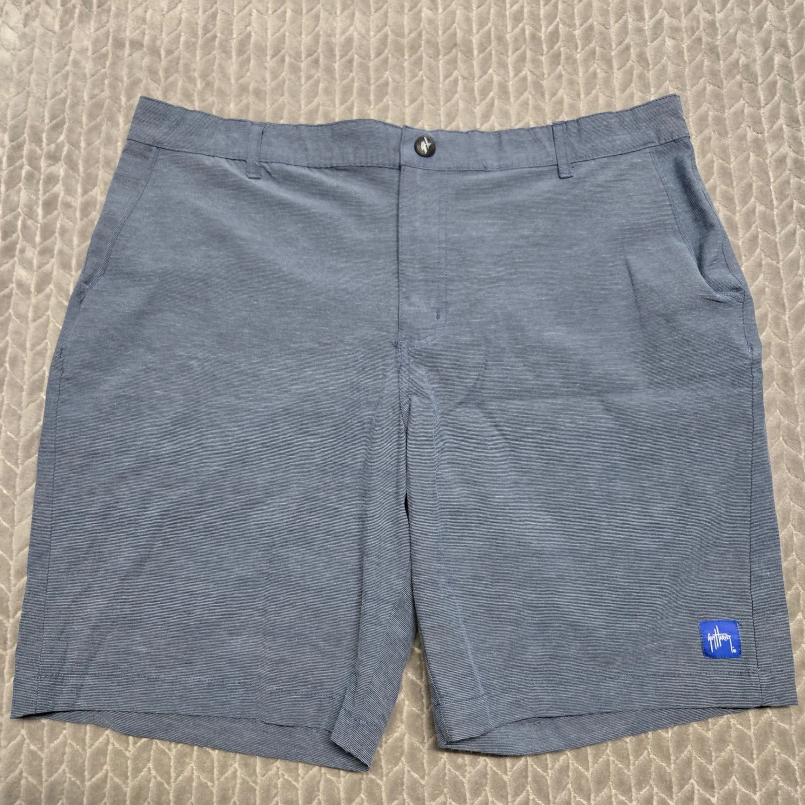 Guy Harvey Mens Blue Micro Stripe Hybrid Performance Fishing Shorts Size 36