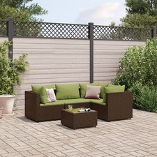 Set Divani da Giardino 7 pz con Cuscini in Polyrattan Marrone vidaXL
