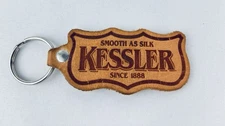 Vintage Kessler Whiskey "Smooth As Silk" Alcohol Keyring Keychain Leather