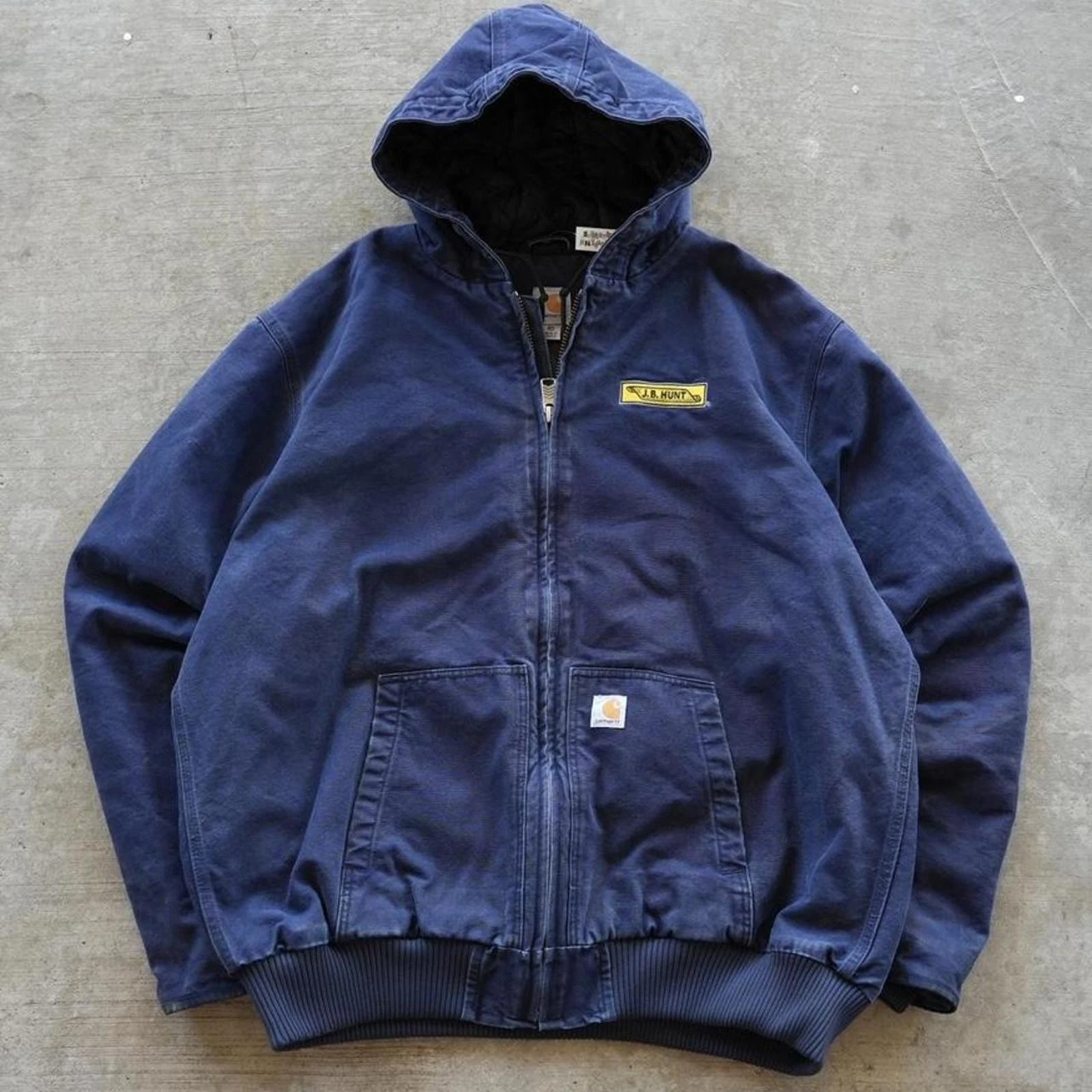 Vintage Y2K Navy Carhartt hooded jacket size XXL embroidered patch madein mexico