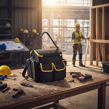 Tragbare Werkzeugtasche Schwarz Handwerkertasche Gelbe Akzente