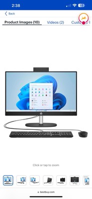 HP - 23.8'' Full HD All-in-One - AMD Ryzen 3 - 8GB Memory - 512GB SSD - Jet Black