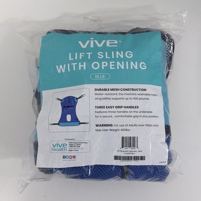 Vive Patient Lift Sling with Opening (400lb Capacity) - Blue