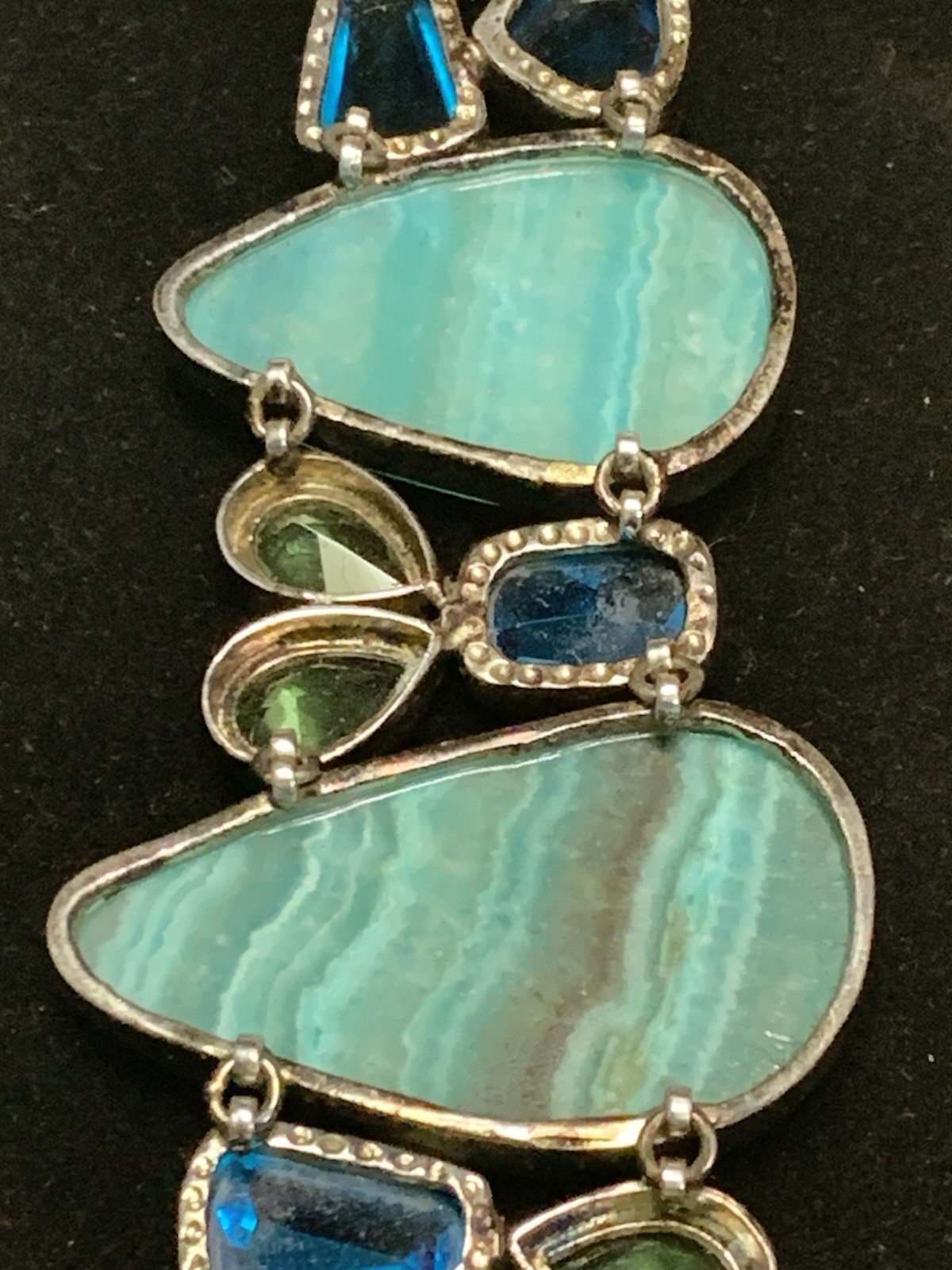 Handmade Statement Style Linked Multi-stone .925 … - image 9