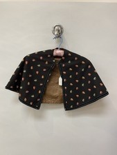 Victorian 1890s Antique Children's Cape Multicolor Leaf Print Velvet Details