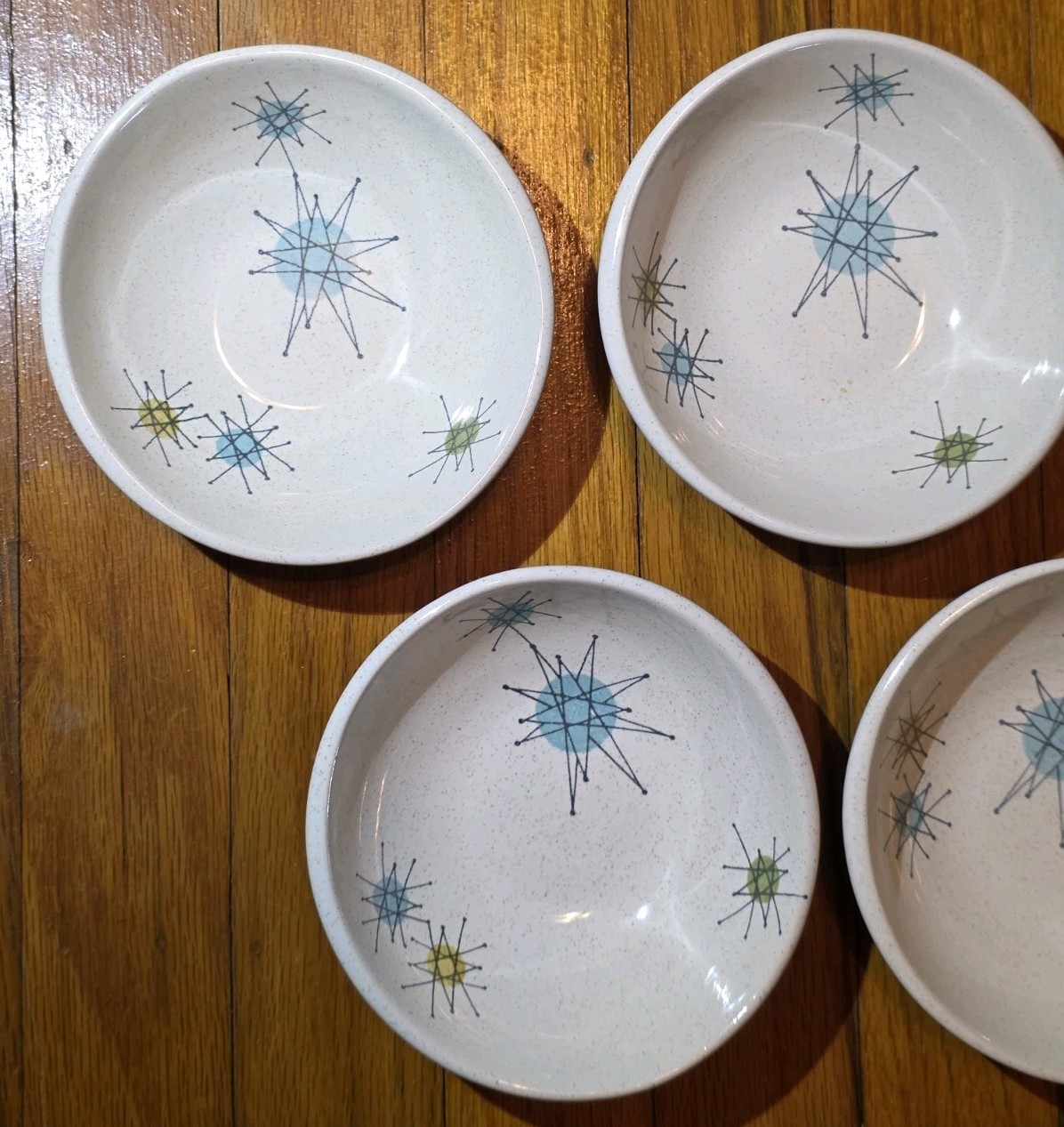 Set 5 Vtg MCM Atomic Franciscan Starburst Dessert Berry Fruit Sauce Bowls 4.75"