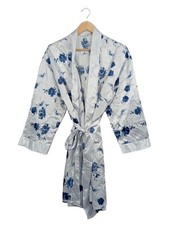 SIMONE vestaglia donna raso fantasia floreale bianco blu taglia 42/XL