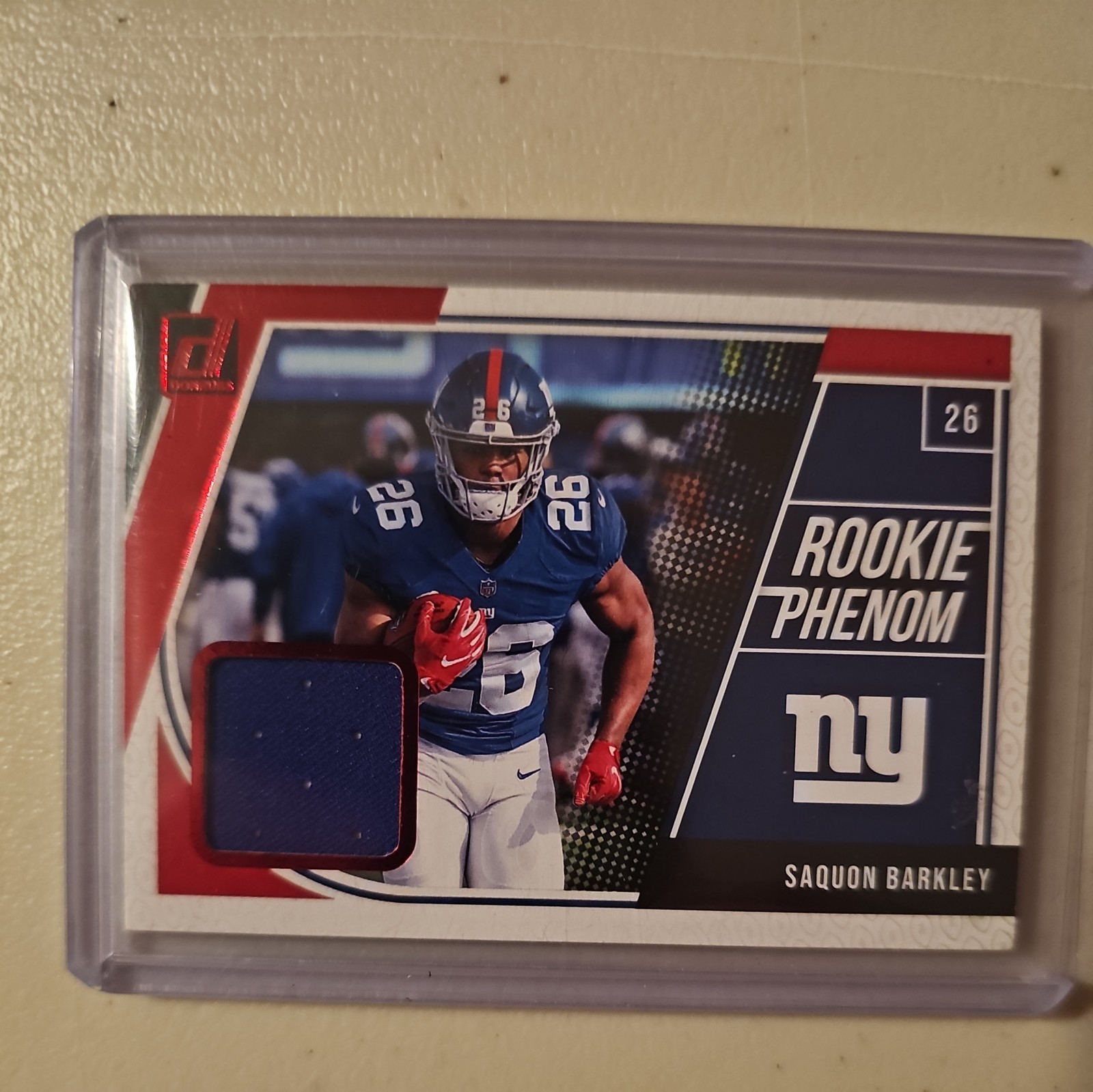 2018 Panini Donruss - Rookie Phenom Jerseys Saquon Barkley #6 Red (MEM, RC)