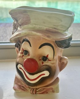 Vintage Lefton’s Hobo Circus Clown Planter Red Nose