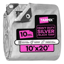 TARPEX - 10 Mil Silver Black Heavy Duty Poly Tarps 10' x 20'