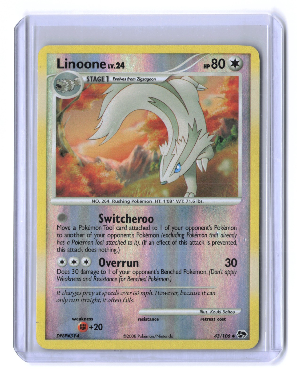 Linoone 43/106 D&P Great Encounters Reverse Holo Pokémon TCG Vintage NM