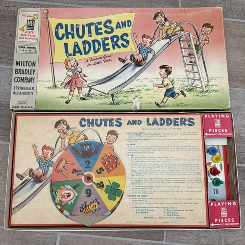 1956 Milton Bradley Chutes and Ladders Vintage Board Game *Complete*