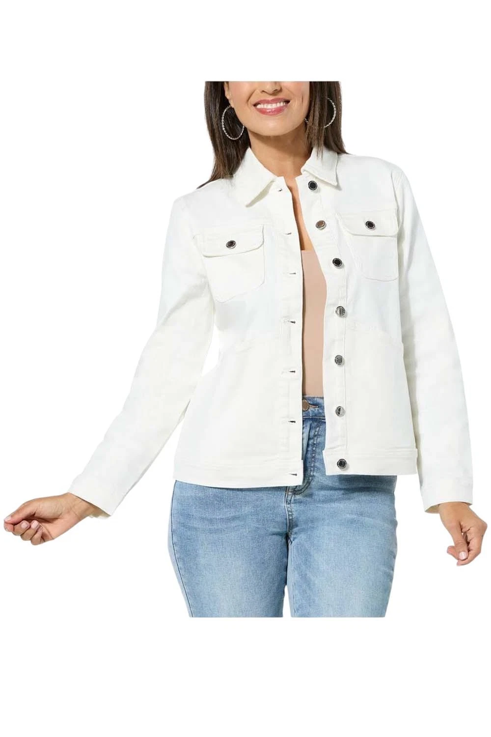 DG2 Women's Stretch Denim Embroidered Back Jacket Alabaster
Opens in a new window or tab