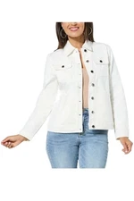 DG2 Women's Stretch Denim Embroidered Back Jacket Alabaster