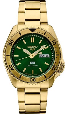 Seiko 5 Sports HUF SRPJ20 Automatik grünes Zifferblatt goldfarbene Herrenuhr